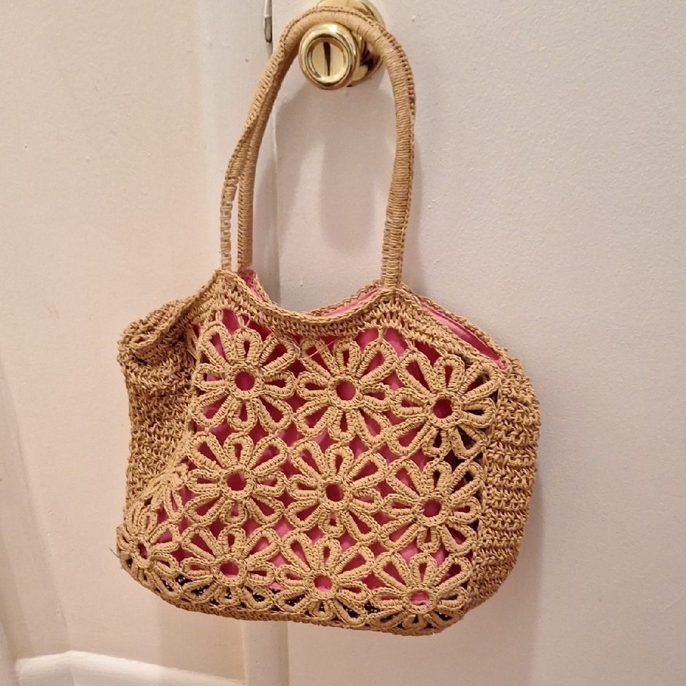 Stylish Tan Crochet Tote Bag